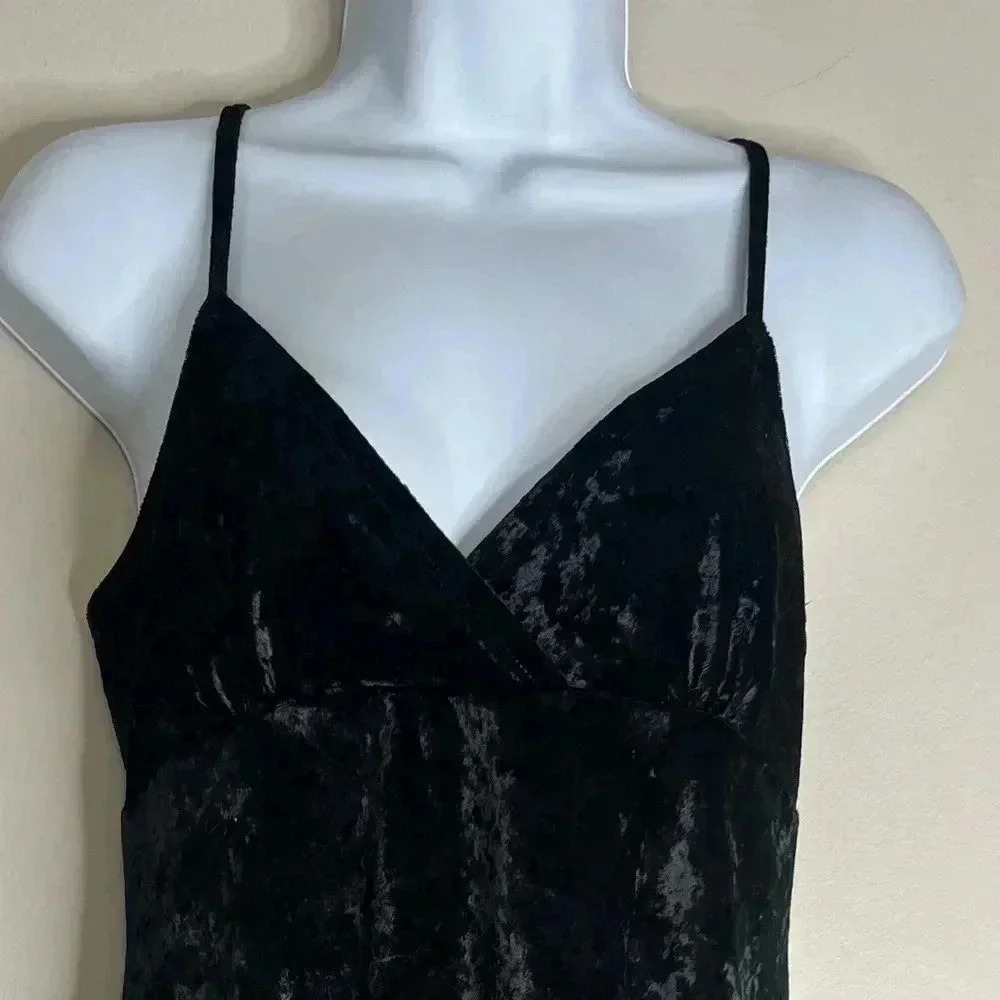 Vintage Victoria’s Secret Crushed Velvet Slip Dress Mini Small Black 90s 2000s - Picture 6 of 13